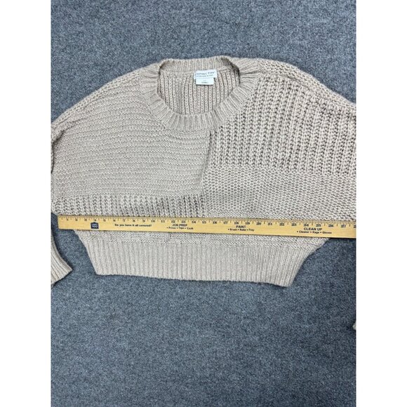 Ciaopanic Typy Sweater Women's One Size Beige Pullover Mixed Chunky Knit Crop - Picture 3 of 8